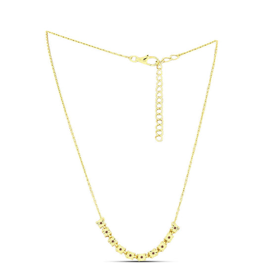 Pozlacené stříbro 925/1000 Náhrdelník s Cognac Diamantem - Karátové číslo: 0.07. přibližná hmotnost: 5.41 gramů