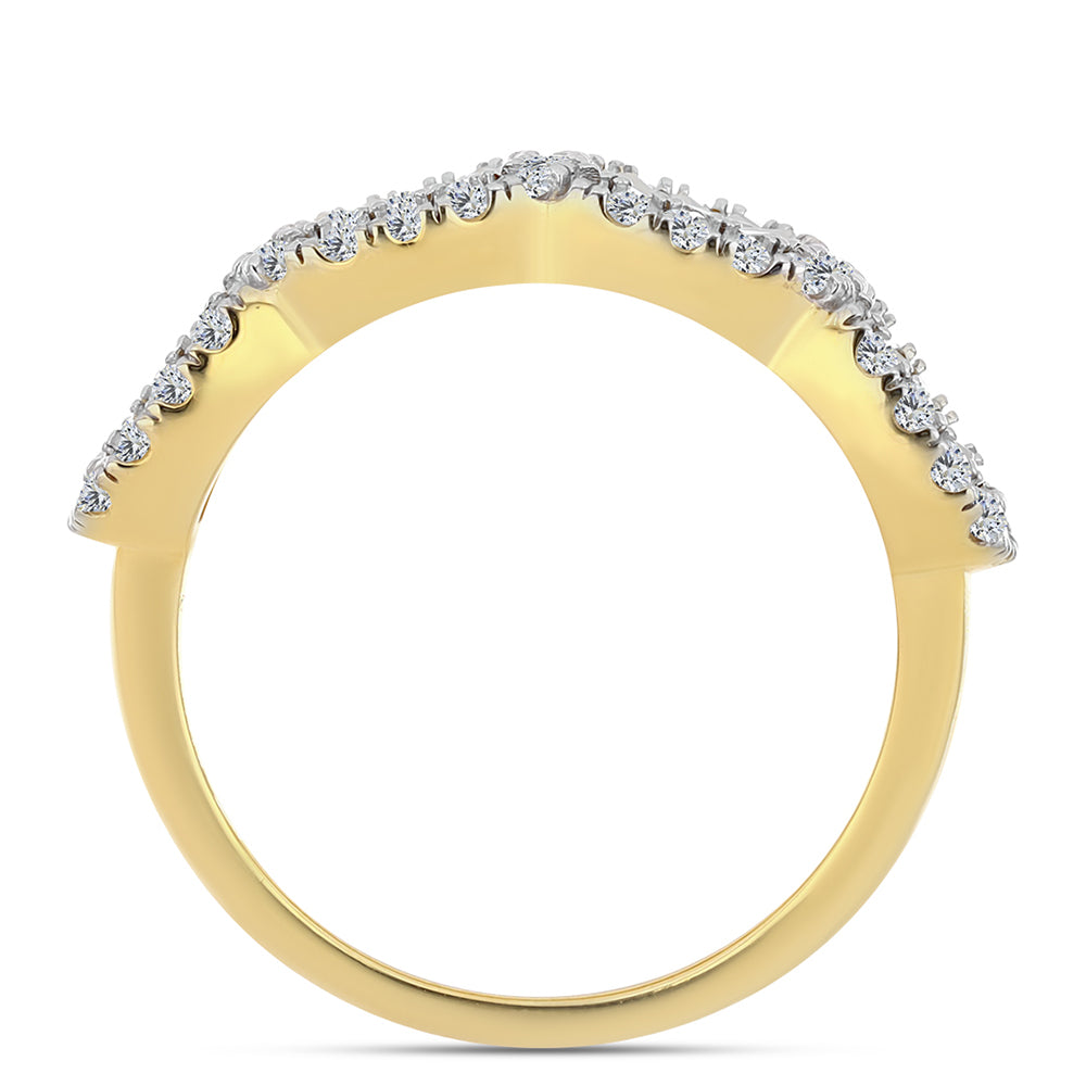 Pozlacené Stříbro 925/1000 - Prsten s Cognac Diamantem a Bílým Topazem - Karátové číslo: 0.47. přibližná hmotnost: 4.46 gramů 2 