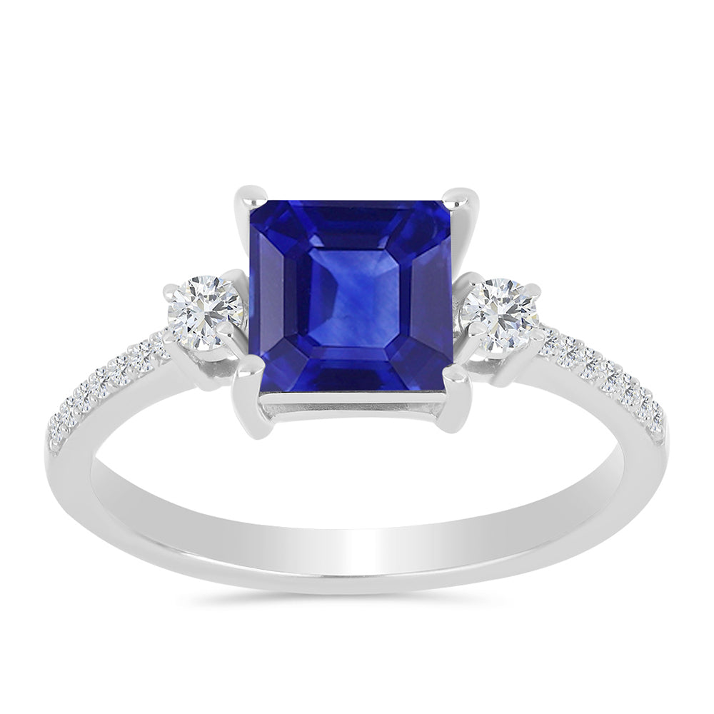 Stříbro 925/1000 - Prsten s Australským Modrým Safírem a Bílým Topazem - Karátové číslo: 2.69. přibližná hmotnost: 2.71 gramů 3 