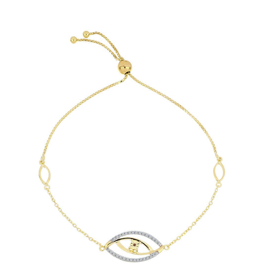 Pozlacené Stříbro 925/1000 - Náramek s Cognac Diamantem a Bílým Topazem - Karátové číslo: 0.28. přibližná hmotnost: 3.86 gramů