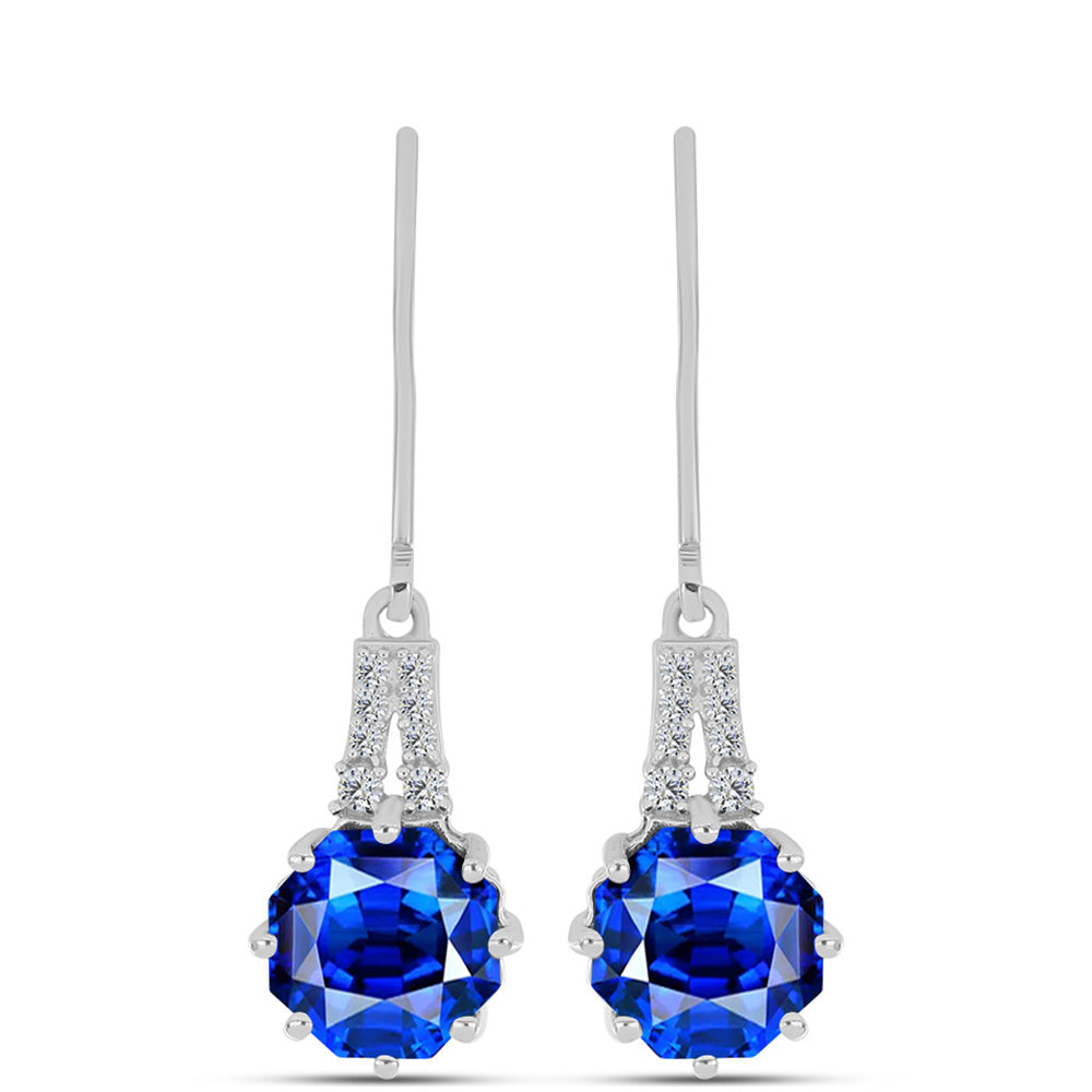 Stříbrné Náušnice s Australským Modrým Safírem a Bílým Topazem 1 