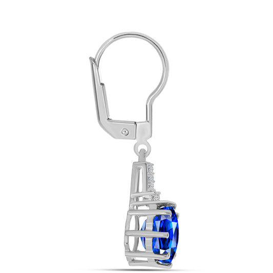 Stříbrné Náušnice s Australským Modrým Safírem a Bílým Topazem