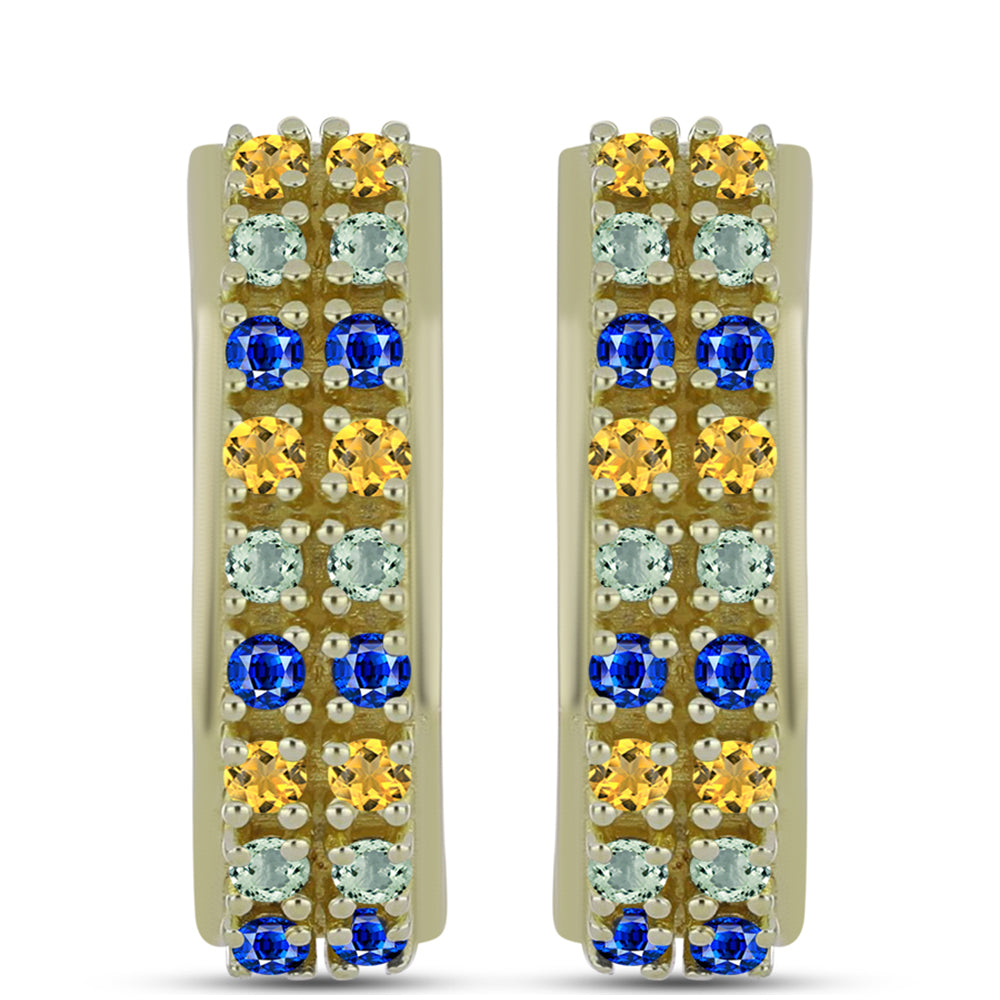 Pozlacené Stříbrné Náušnice s Duhovým Safírem