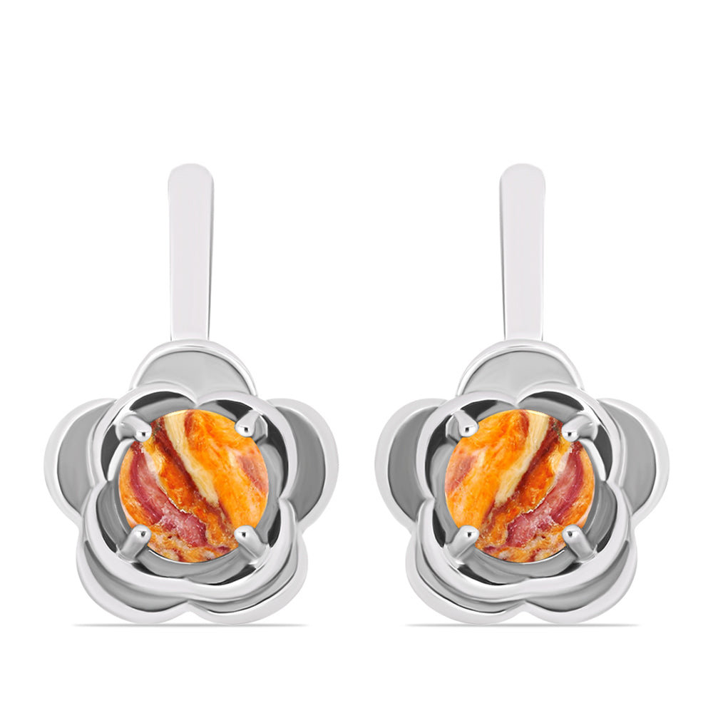 Stříbro 925/1000 - Náušnice s jaspisem (Lví tlapa) - Karátové číslo: 1.07. přibližná hmotnost: 3.65 gramů 1 