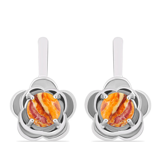 Stříbrné Náušnice s jaspisem (Lví tlapa)