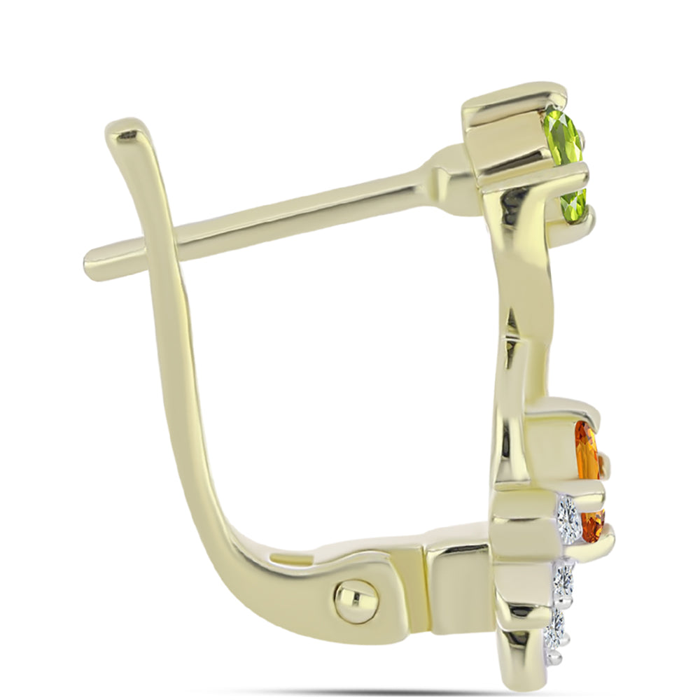 Pozlacené 925 / 1000 Sterlingové Stříbro Náušnice s Duhovým Safírem a Bílým Topazem 2 