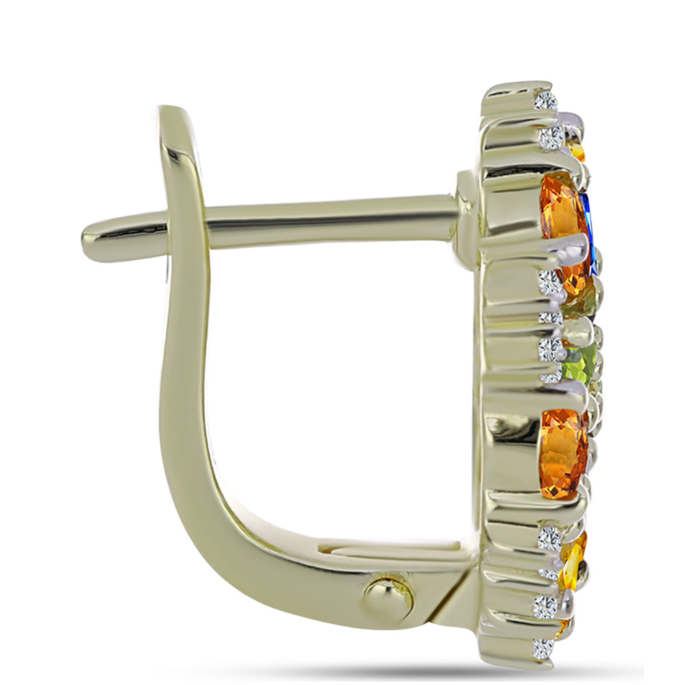 Pozlacené 925 / 1000 Sterlingové Stříbro Náušnice s Duhovým Safírem a Bílým Topazem 2 