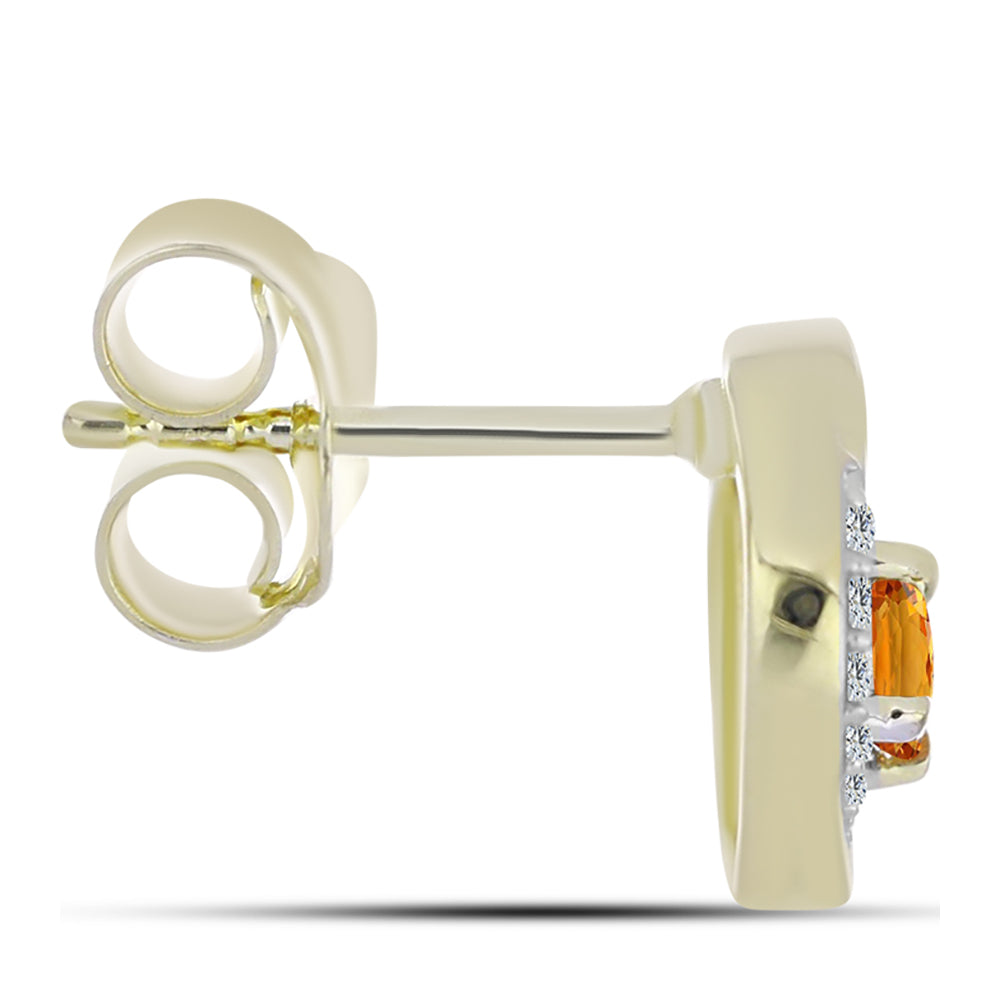 Pozlacené Stříbro 925/1000 - Náušnice s Duhovým Safírem a Bílým Topazem - Karátové číslo: 0.52. přibližná hmotnost: 2.21 gramů