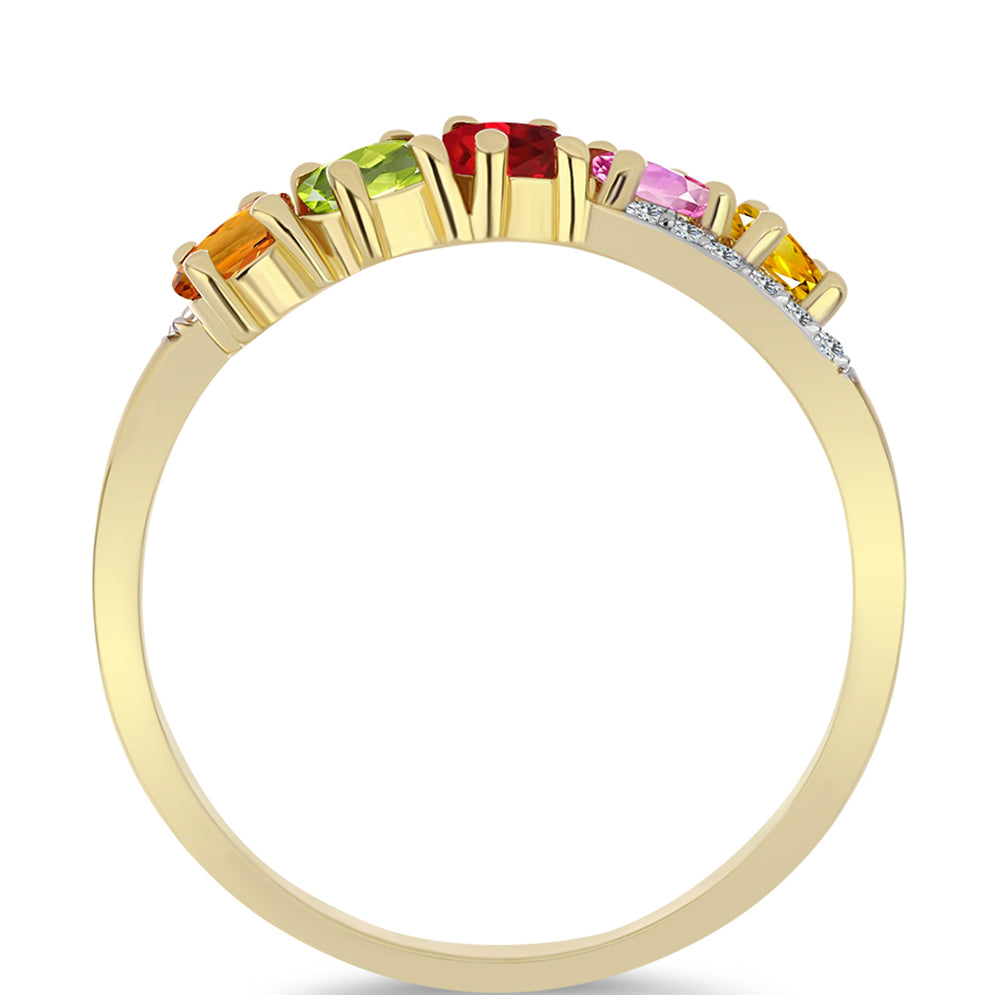 Pozlacený 925 / 1000 Sterlingové Stříbro Prsten s Duhovým Safírem a Bílým Topazem 3 