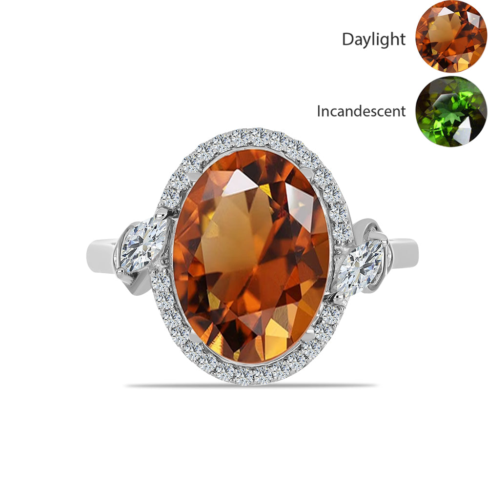 Stříbrný Prsten s Certifikovaný Anatolským zultanitem pěstovaný v laboratoři a Bílým Topazem 1 