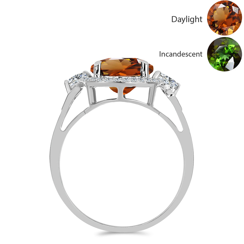 Stříbrný Prsten s Certifikovaný Anatolským zultanitem pěstovaný v laboratoři a Bílým Topazem 2 