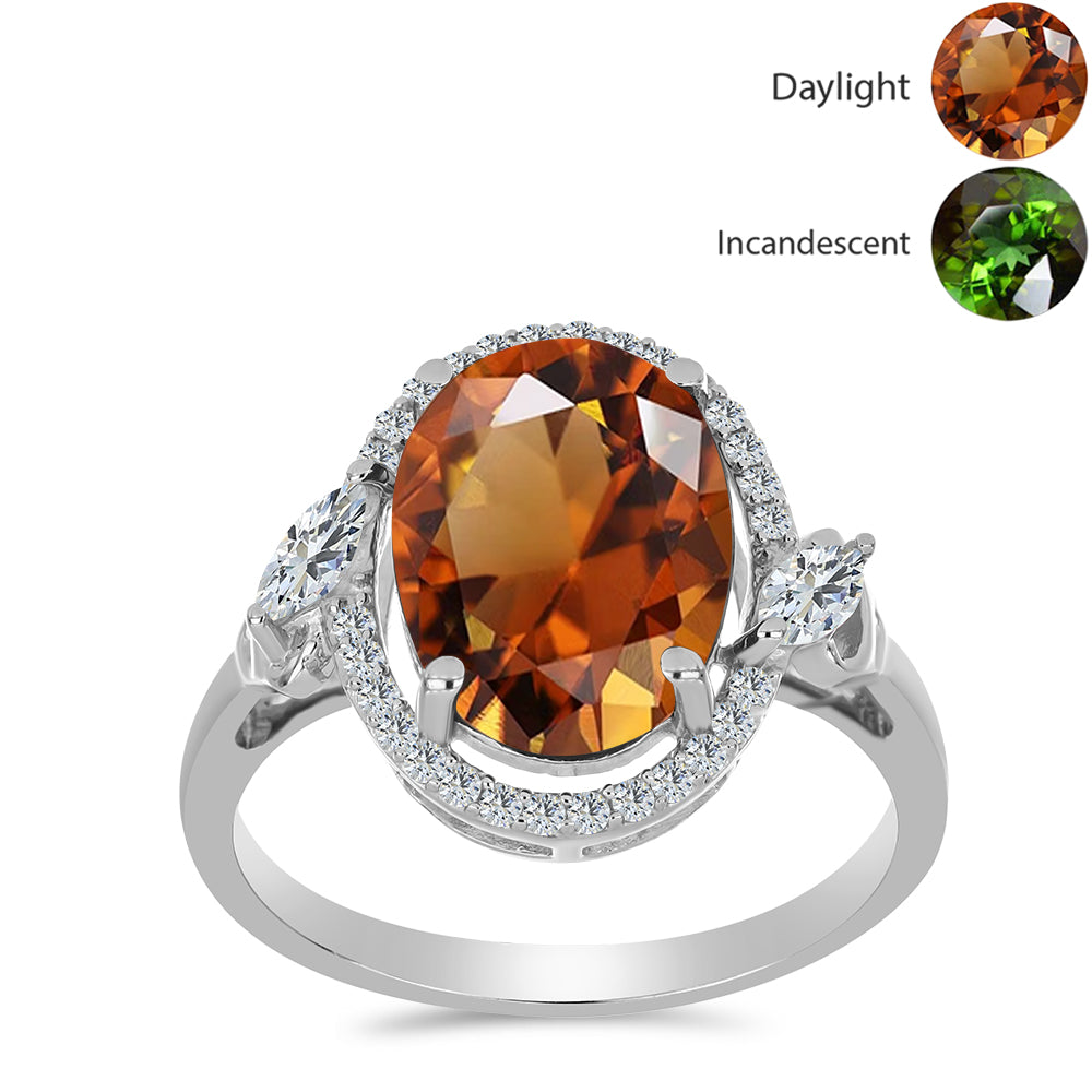 Stříbrný Prsten s Certifikovaný Anatolským zultanitem pěstovaný v laboratoři a Bílým Topazem 3 