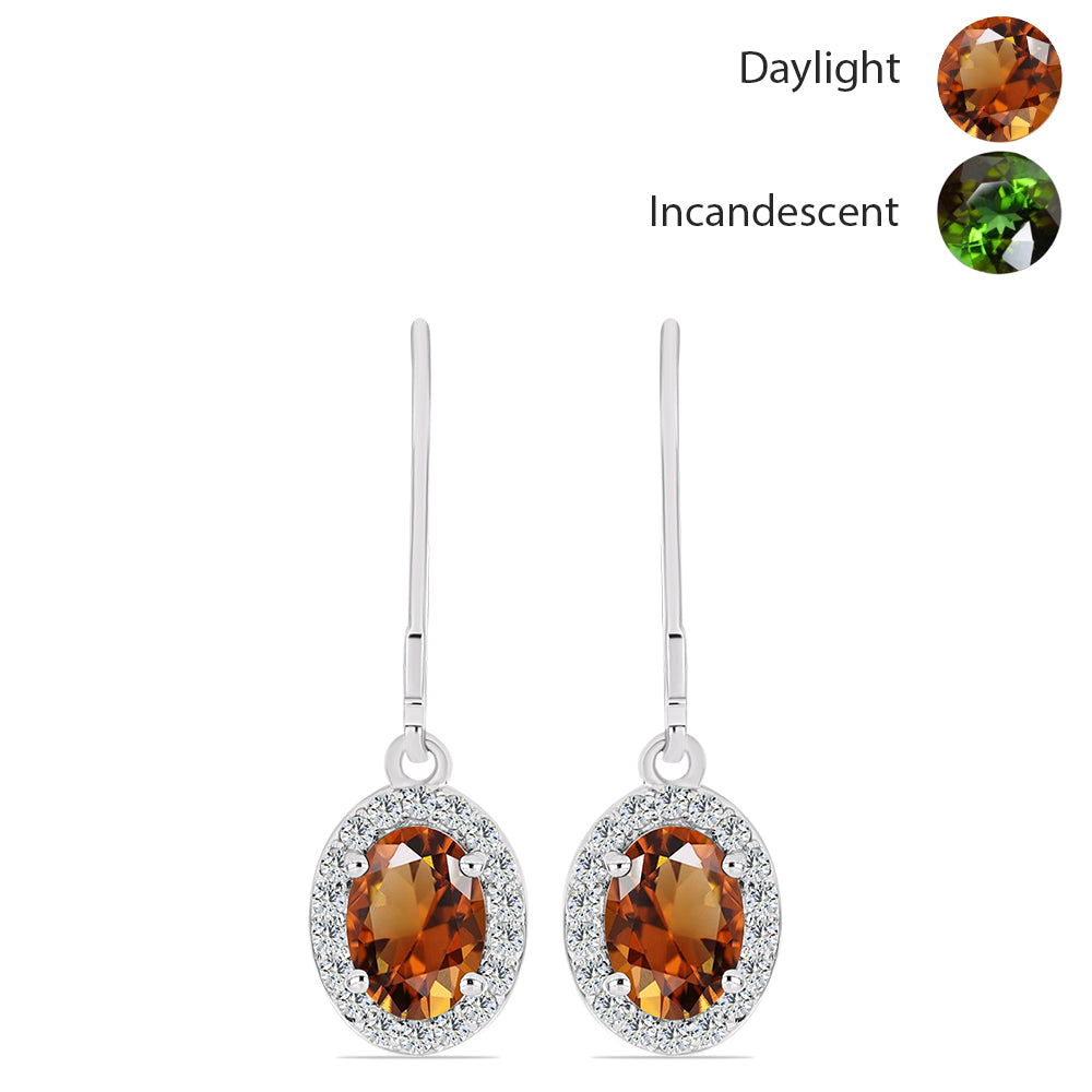 Stříbro 925/1000 Náušnice s Certifikovaný Anatolským zultanitem pěstovaný v laboratoři a Bílým Topazem - Karátové číslo: 2.25. přibližná hmotnost: 2.51 gramů 1 