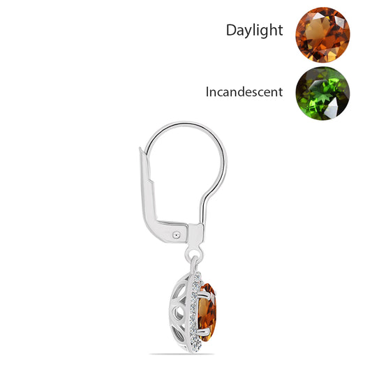 Stříbro 925/1000 Náušnice s Certifikovaný Anatolským zultanitem pěstovaný v laboratoři a Bílým Topazem - Karátové číslo: 2.25. přibližná hmotnost: 2.51 gramů