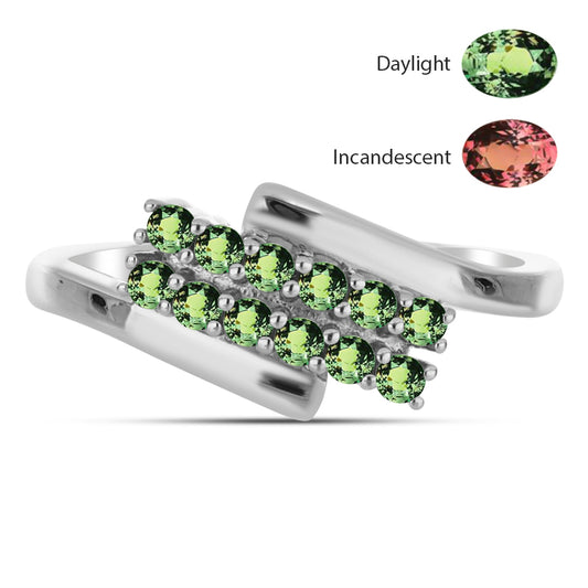 Stříbro 925/1000 - Prsten s Přírodním Alexandritem - Karátové číslo: 0.44. přibližná hmotnost: 2.5 gramů