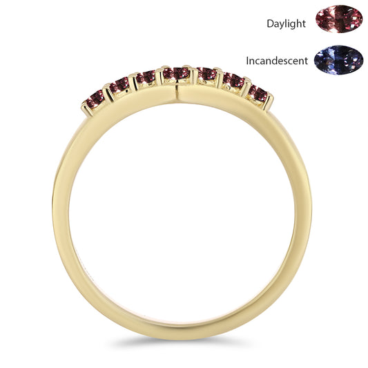 Pozlacené Stříbro 925/1000 - Prsten s Tsivorským Měňavým Granátem - Karátové číslo: 0.34. přibližná hmotnost: 2.02 gramů