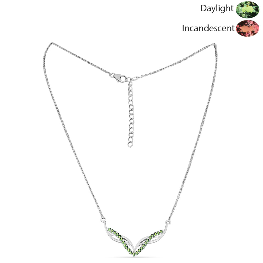 Stříbro 925/1000 - Náhrdelník s Přírodním Alexandritem - Karátové číslo: 0.45. přibližná hmotnost: 4.44 gramů 1 