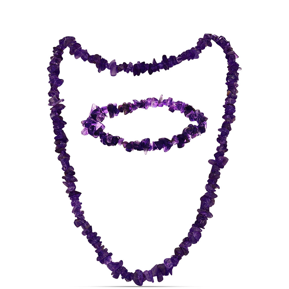 Nugetová Sada s Marockým Ametystem - Karátové číslo: 219.62. přibližná hmotnost: 43.92 gramů ( Náhrdelník+Náramek )