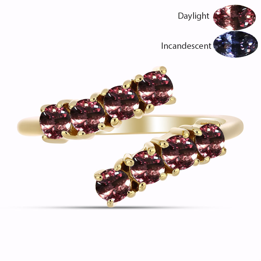 Pozlacené Stříbro 925/1000 - Prsten s Tsivorským Měňavým Granátem - Karátové číslo: 1.05. přibližná hmotnost: 2.76 gramů 1 