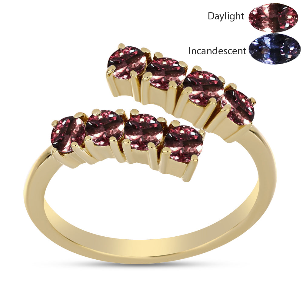 Pozlacené Stříbro 925/1000 - Prsten s Tsivorským Měňavým Granátem - Karátové číslo: 1.05. přibližná hmotnost: 2.76 gramů 3 