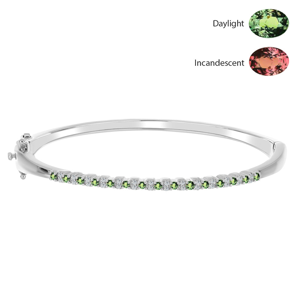 Stříbro 925/1000 - Náramek s Přírodním Alexandritem a Bílým Topazem - Karátové číslo: 0.79. přibližná hmotnost: 17.99 gramů 1 