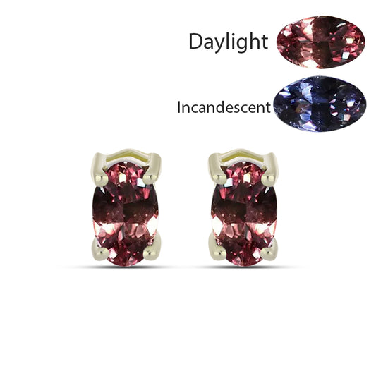 Pozlacené stříbro 925/1000 Náušnice s Tsivorským Měňavým Granátem - Karátové číslo: 0.59. přibližná hmotnost: 0.84 gramů