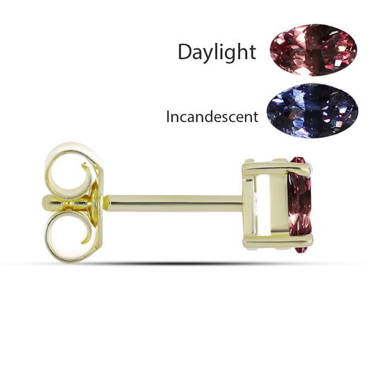 Pozlacené stříbro 925/1000 Náušnice s Tsivorským Měňavým Granátem - Karátové číslo: 0.59. přibližná hmotnost: 0.84 gramů