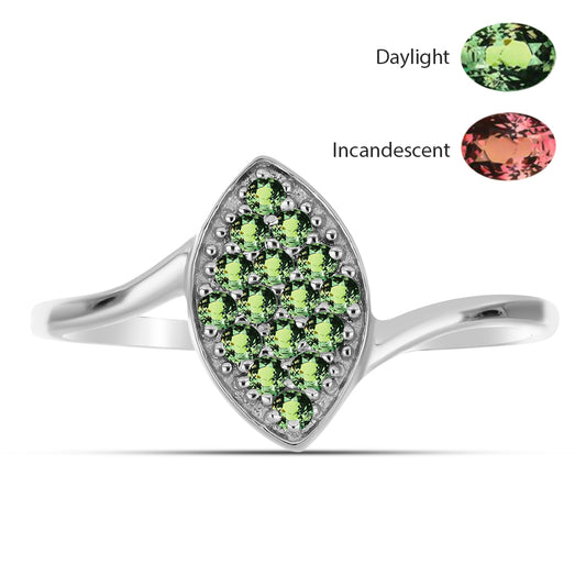 Stříbro 925/1000 - Prsten s Přírodním Alexandritem - Karátové číslo: 0.31. přibližná hmotnost: 1.19 gramů