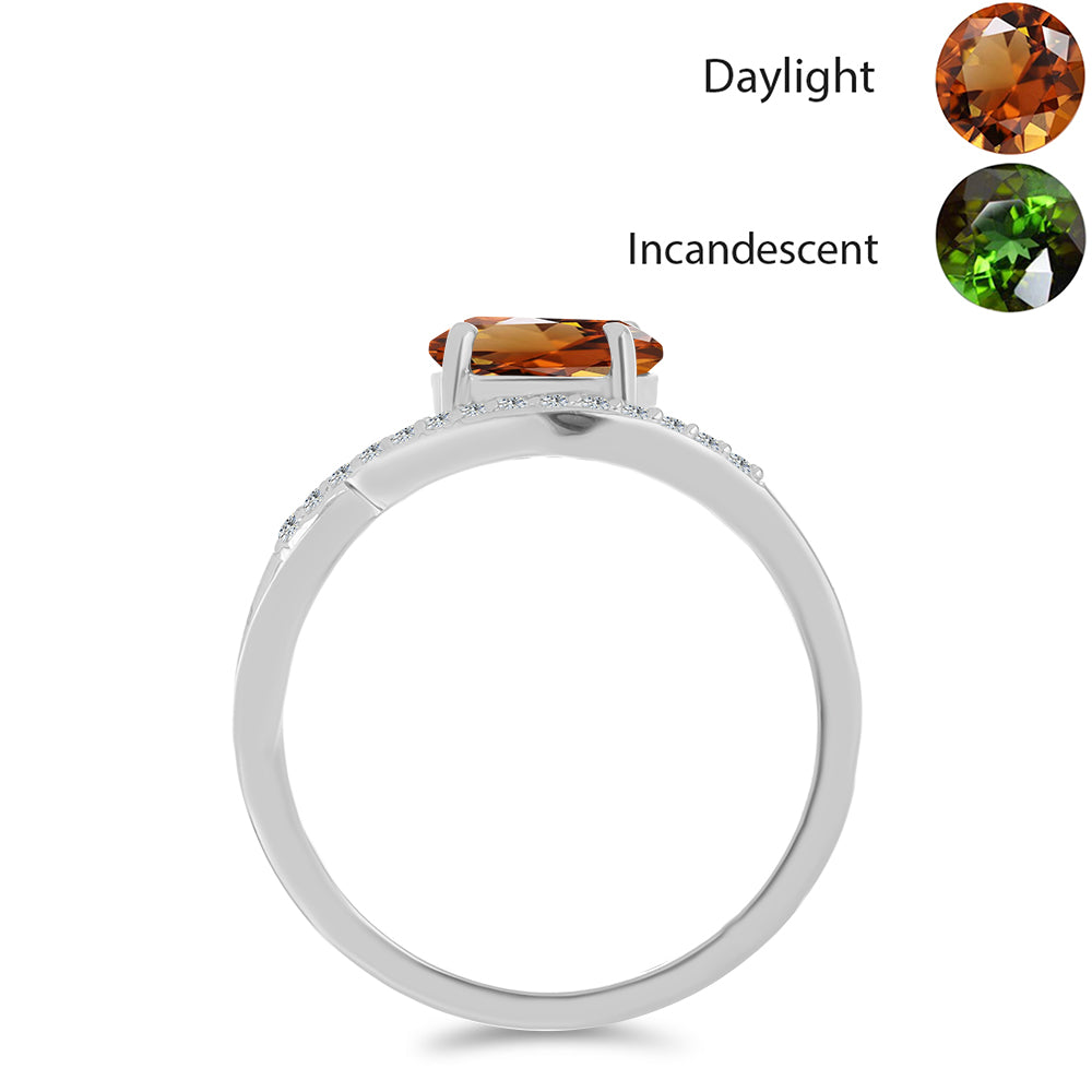 Stříbro 925/1000 - Prsten s Certifikovaný Anatolským zultanitem pěstovaný v laboratoři a Bílým Topazem - Karátové číslo: 1.64. přibližná hmotnost: 2.93 gramů