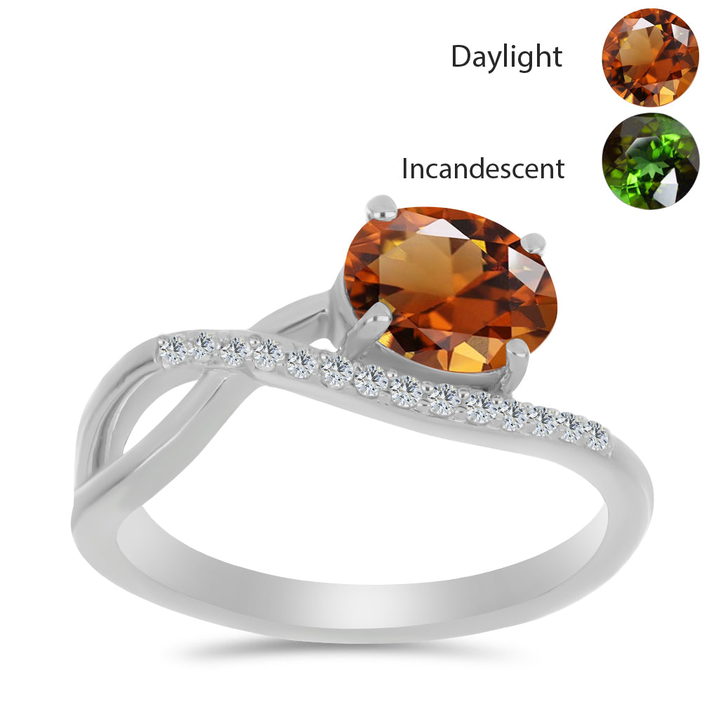 Stříbro 925/1000 - Prsten s Certifikovaný Anatolským zultanitem pěstovaný v laboratoři a Bílým Topazem - Karátové číslo: 1.64. přibližná hmotnost: 2.93 gramů 1 