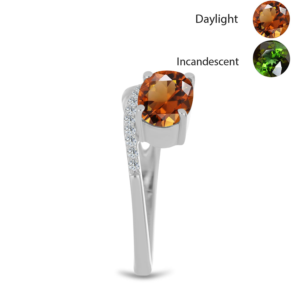 Stříbro 925/1000 - Prsten s Certifikovaný Anatolským zultanitem pěstovaný v laboratoři a Bílým Topazem - Karátové číslo: 1.64. přibližná hmotnost: 2.93 gramů