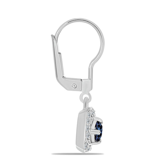 Stříbrné Náušnice s "Císařský Fialový" Moissanitem a Bílým Topazem