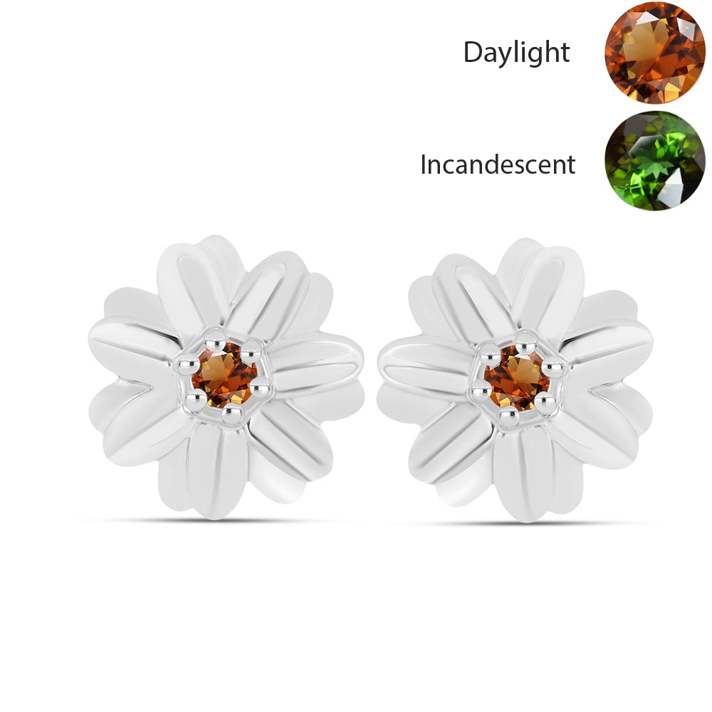 Stříbro 925/1000 - Náušnice s Certifikovaný Anatolským zultanitem pěstovaný v laboratoři - Karátové číslo: 0.3. přibližná hmotnost: 3.55 gramů 1 