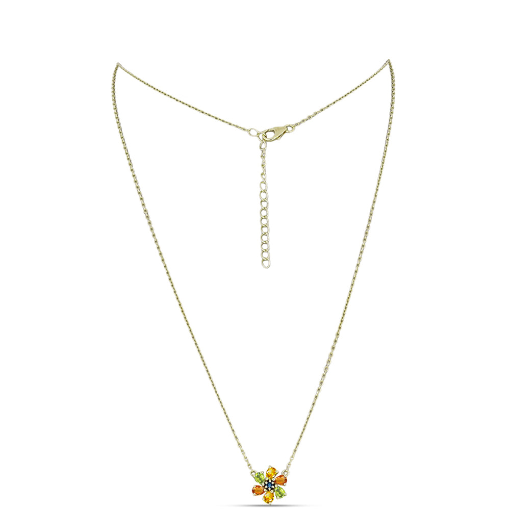 Pozlacené stříbro 925/1000 Náhrdelník s Duhovým Safírem - Karátové číslo: 1.16. přibližná hmotnost: 3.7 gramů 1 