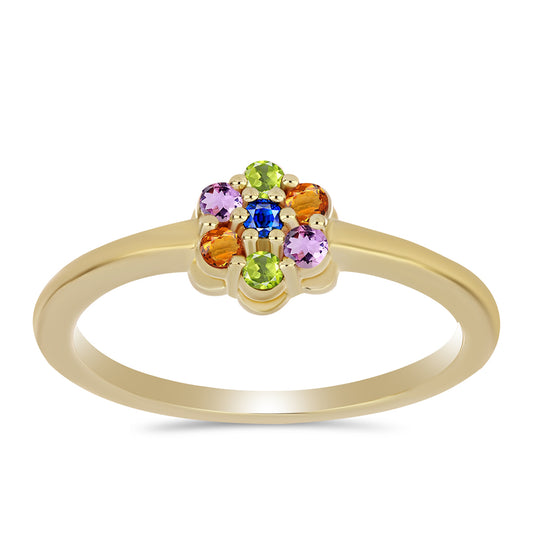 Pozlacené Stříbro 925/1000 - Prsten s Duhovým Safírem - Karátové číslo: 0.29. přibližná hmotnost: 2.12 gramů