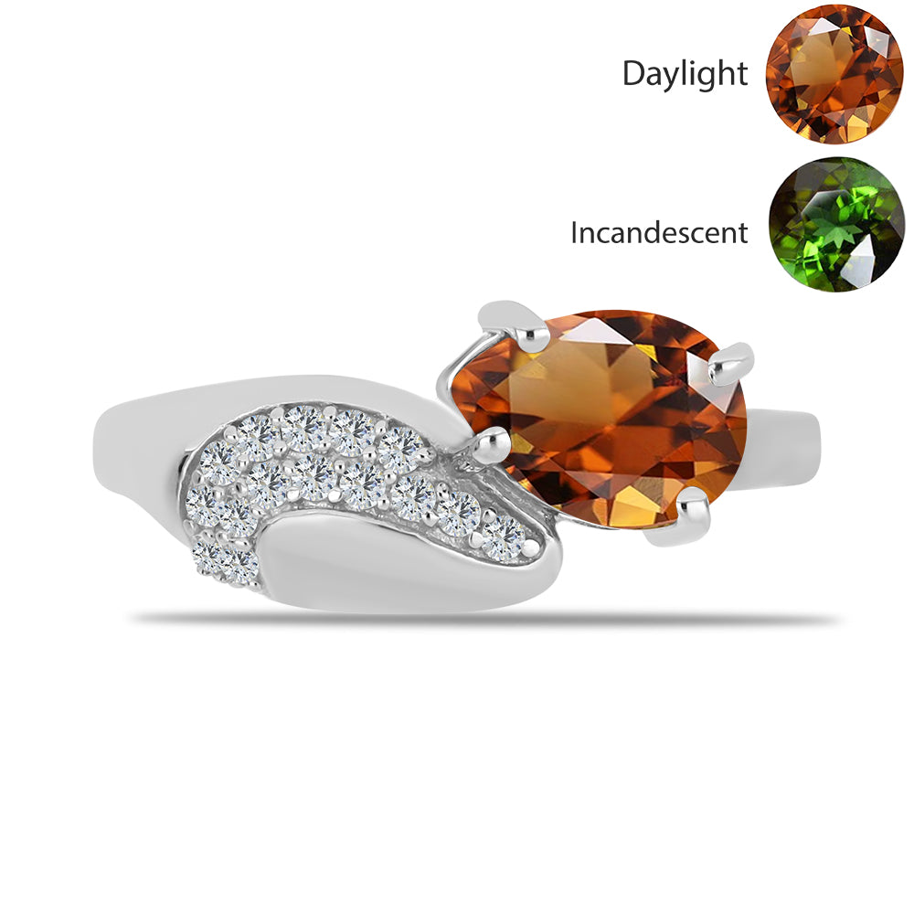 Stříbro 925/1000 - Prsten s Certifikovaný Anatolským zultanitem pěstovaný v laboratoři a Bílým Topazem - Karátové číslo: 1.57. přibližná hmotnost: 2.77 gramů 1 