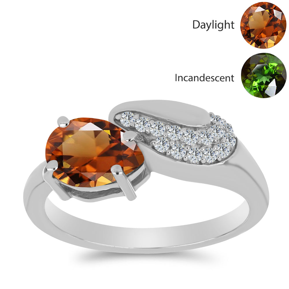 Stříbro 925/1000 - Prsten s Certifikovaný Anatolským zultanitem pěstovaný v laboratoři a Bílým Topazem - Karátové číslo: 1.57. přibližná hmotnost: 2.77 gramů