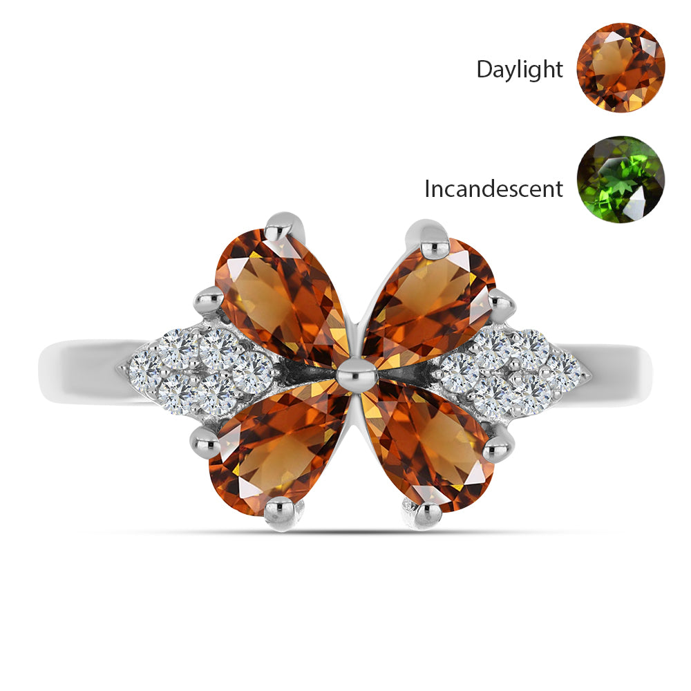 Stříbro 925/1000 - Prsten s Certifikovaný Anatolským zultanitem pěstovaný v laboratoři a Bílým Topazem - Karátové číslo: 1.11. přibližná hmotnost: 2.63 gramů 1 