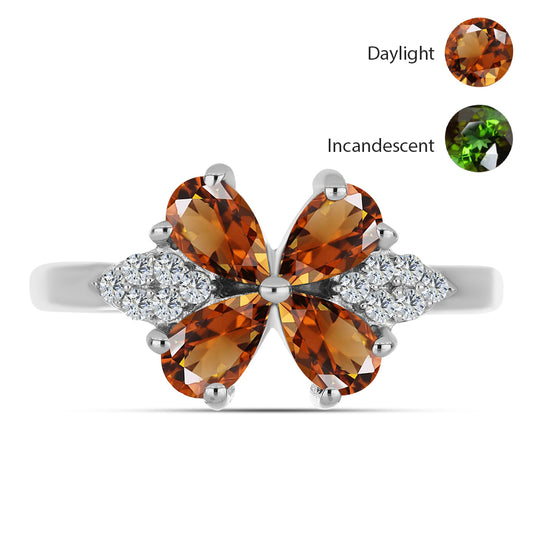 Stříbro 925/1000 - Prsten s Certifikovaný Anatolským zultanitem pěstovaný v laboratoři a Bílým Topazem - Karátové číslo: 1.11. přibližná hmotnost: 2.63 gramů