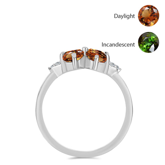 Stříbro 925/1000 - Prsten s Certifikovaný Anatolským zultanitem pěstovaný v laboratoři a Bílým Topazem - Karátové číslo: 1.11. přibližná hmotnost: 2.63 gramů