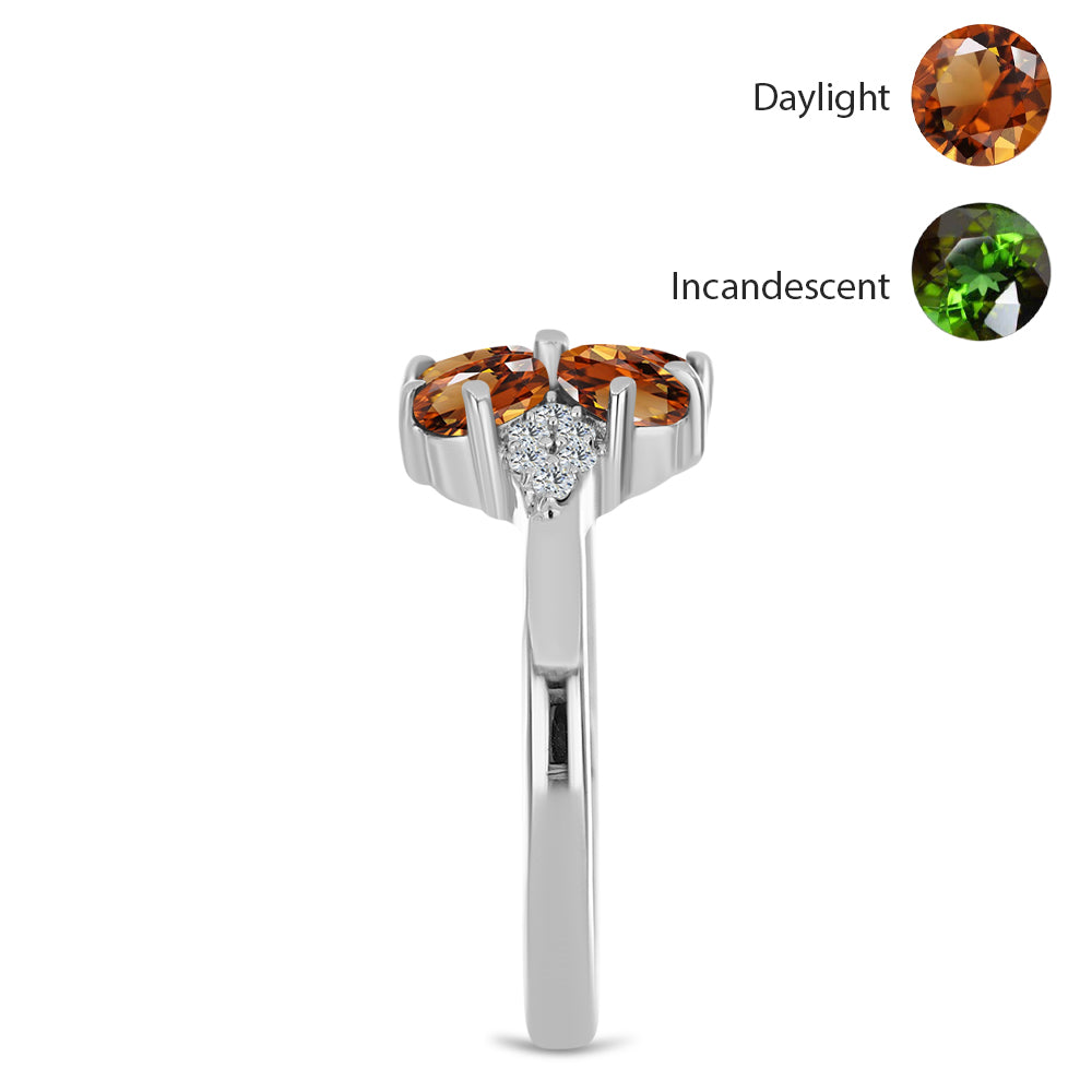 Stříbro 925/1000 - Prsten s Certifikovaný Anatolským zultanitem pěstovaný v laboratoři a Bílým Topazem - Karátové číslo: 1.11. přibližná hmotnost: 2.63 gramů