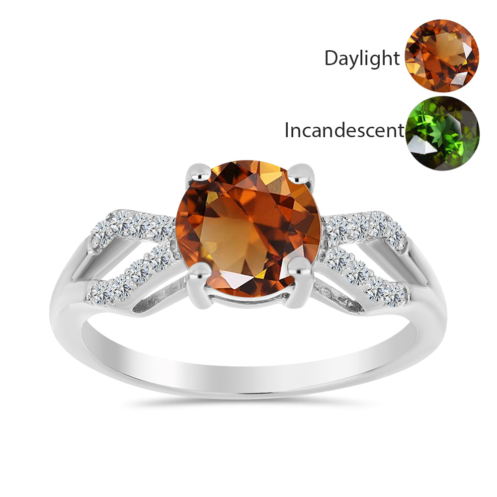 Stříbro 925/1000 - Prsten s Certifikovaný Anatolským zultanitem pěstovaný v laboratoři a Bílým Topazem - Karátové číslo: 1.63. přibližná hmotnost: 2.61 gramů