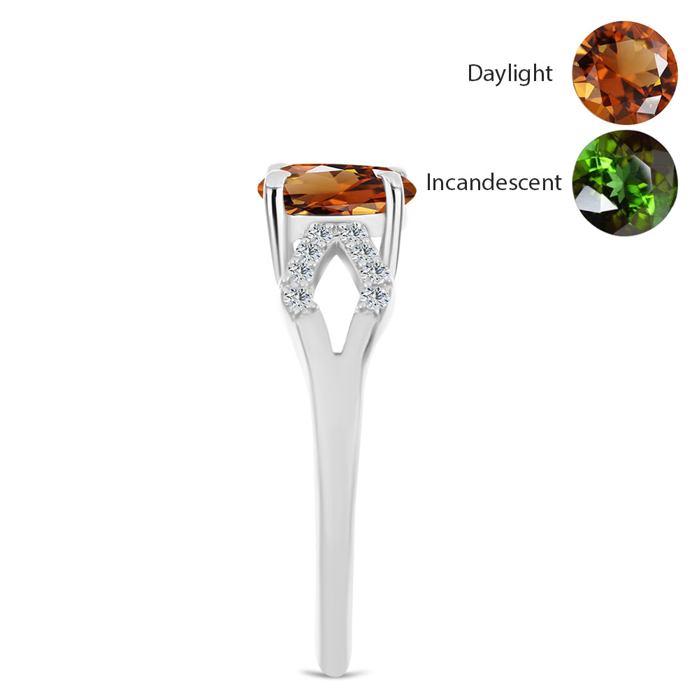 Stříbro 925/1000 - Prsten s Certifikovaný Anatolským zultanitem pěstovaný v laboratoři a Bílým Topazem - Karátové číslo: 1.63. přibližná hmotnost: 2.61 gramů 4 