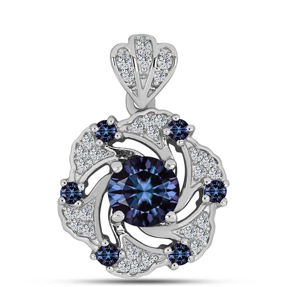 Stříbro 925/1000 Přívěsek s "Císařský Fialový" Moissanitem a Bílým Topazem - Karátové číslo: 1.39. přibližná hmotnost: 2.35 gramů 1 