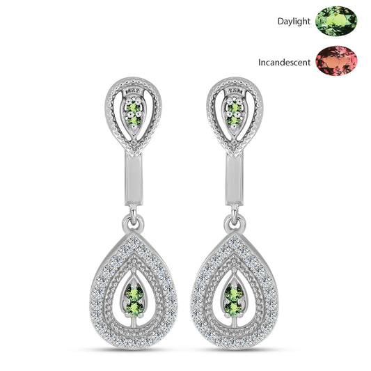 925 / 1000 Sterlingové Stříbro Náušnice s Přírodním Alexandritem a Bílým Topazem