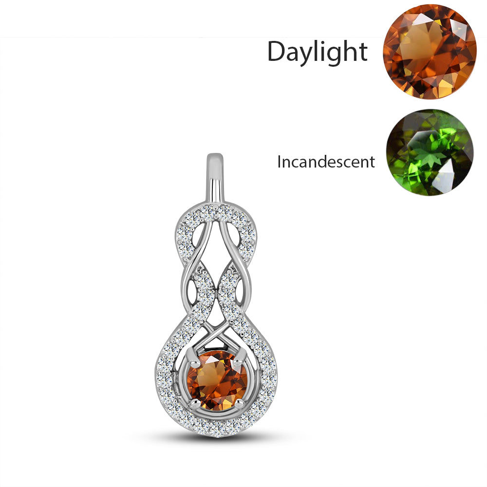 Stříbro 925/1000 - Přívěsek s Certifikovaný Anatolským zultanitem pěstovaný v laboratoři a Bílým Topazem - Karátové číslo: 0.86. přibližná hmotnost: 1.94 gramů 1 