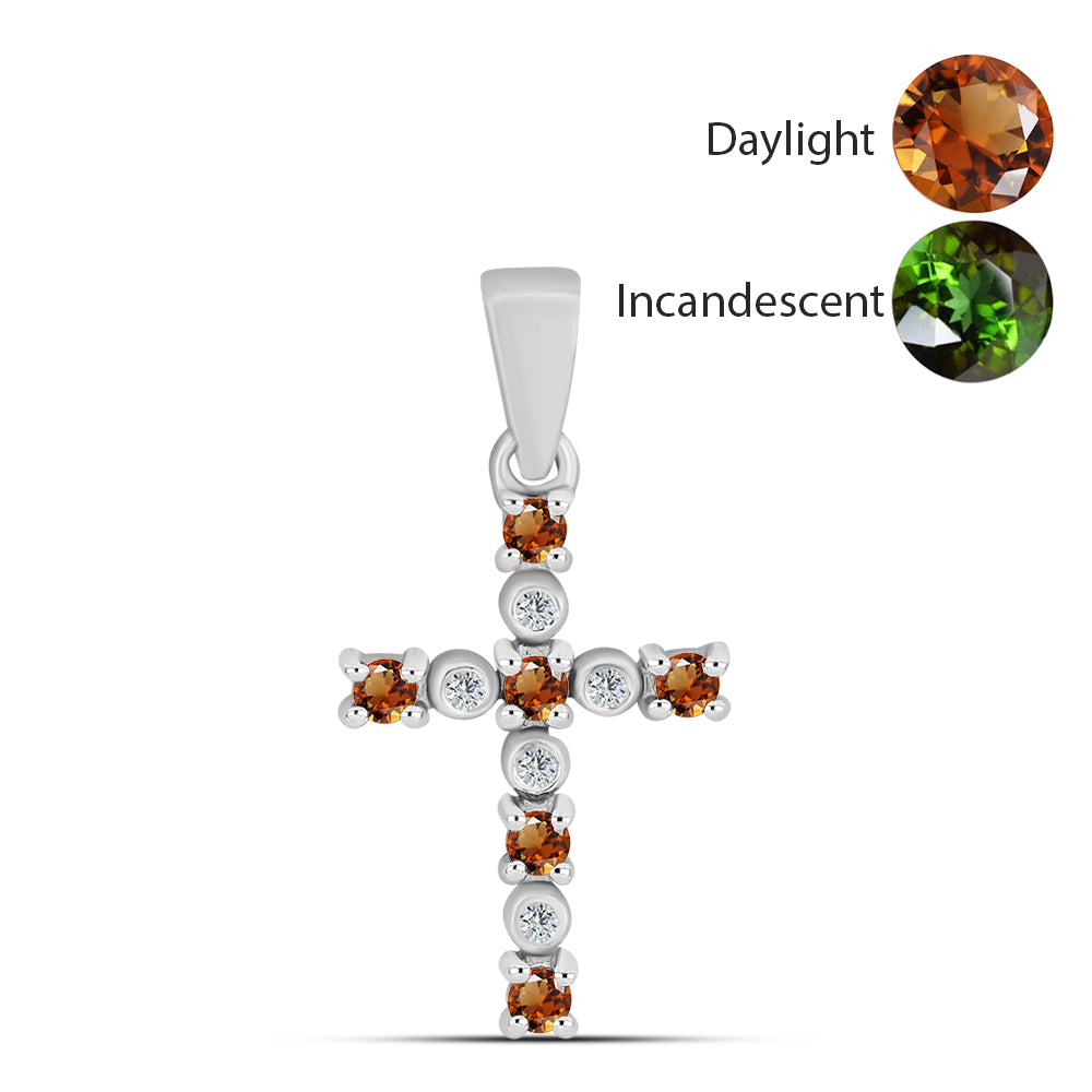 Stříbro 925/1000 - Přívěsek s Certifikovaný Anatolským zultanitem pěstovaný v laboratoři a Bílým Topazem - Karátové číslo: 0.3. přibližná hmotnost: 1.11 gramů 1 
