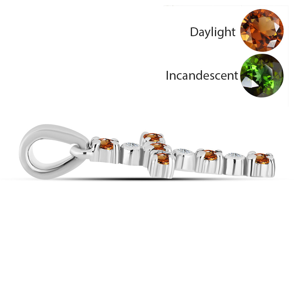 Stříbro 925/1000 - Přívěsek s Certifikovaný Anatolským zultanitem pěstovaný v laboratoři a Bílým Topazem - Karátové číslo: 0.3. přibližná hmotnost: 1.11 gramů 2 