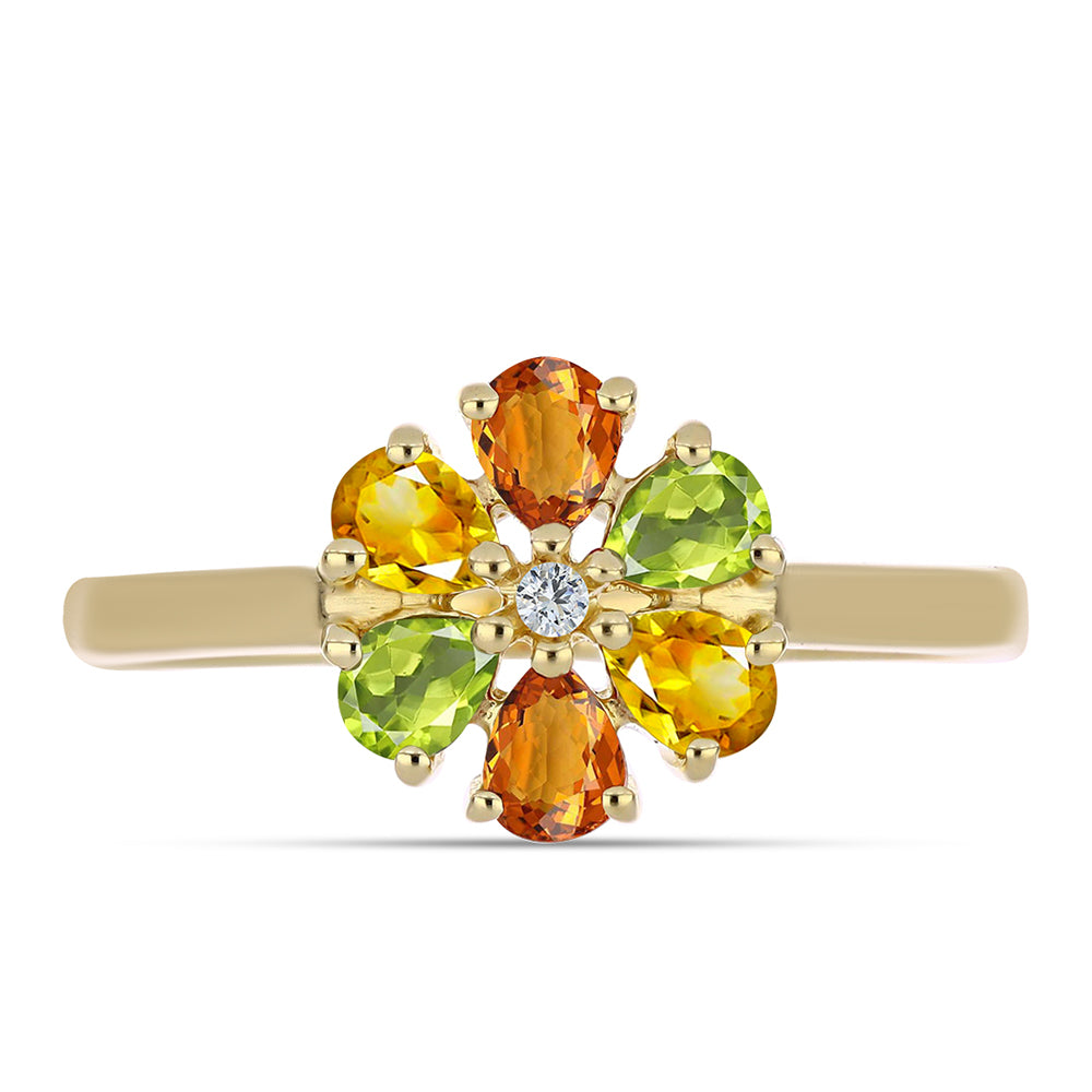 Pozlacené Stříbro 925/1000 - Prsten s Duhovým Safírem a Bílým Topazem - Karátové číslo: 1.16. přibližná hmotnost: 2.37 gramů 2 