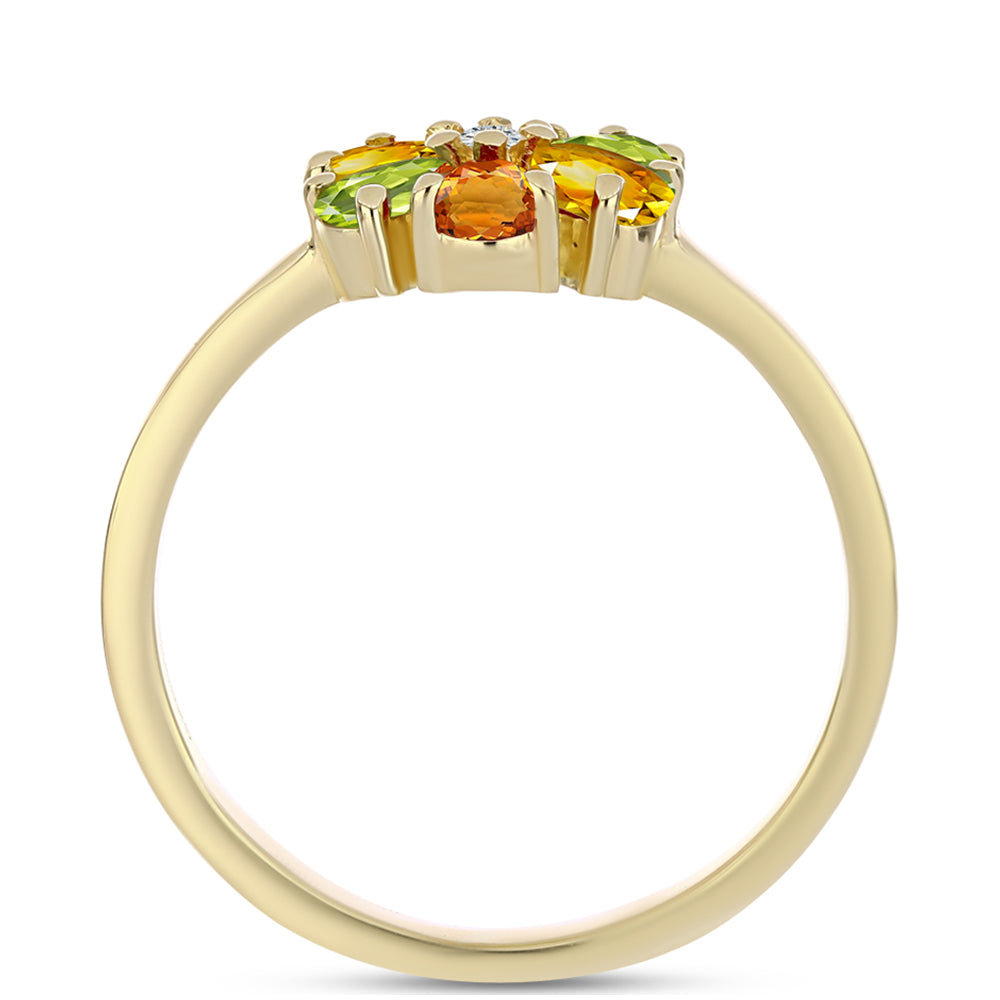 Pozlacené Stříbro 925/1000 - Prsten s Duhovým Safírem a Bílým Topazem - Karátové číslo: 1.16. přibližná hmotnost: 2.37 gramů 3 